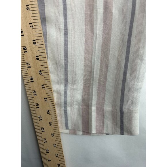 Express Pants Womens 16S/16C White Pink Gray Striped Ankle High RiseNWT - Picture 4 of 13